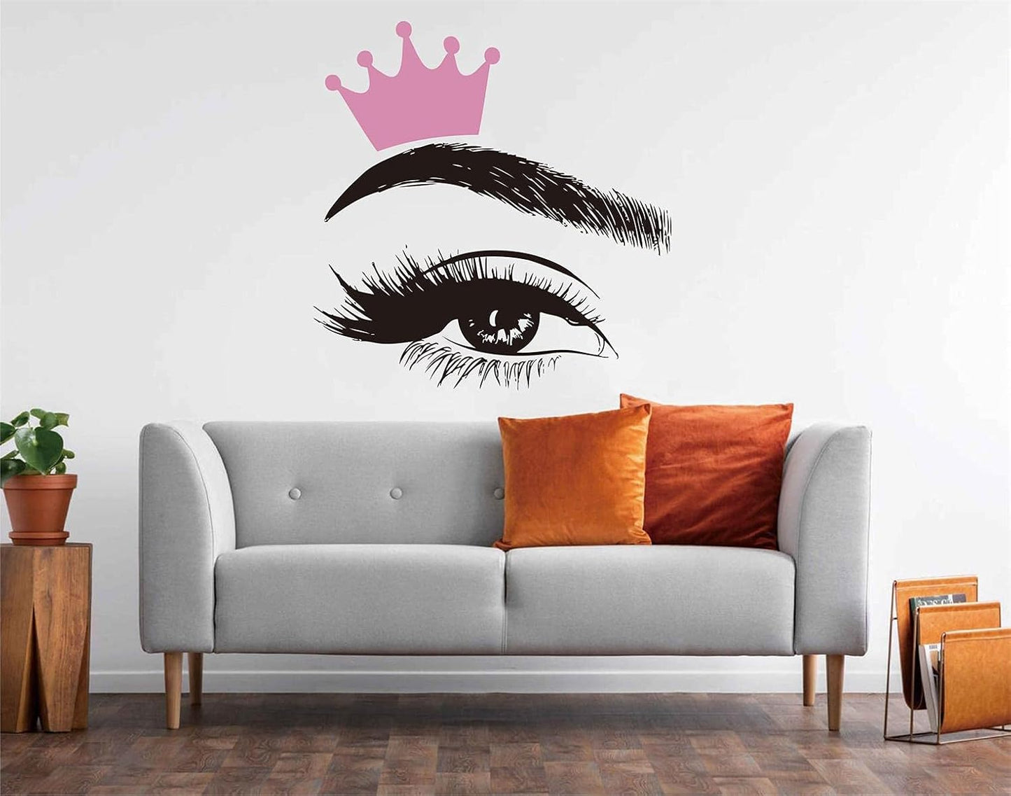 Beauty Salon Quote Wall Decal Stickers Make up Store Home Decoration Murals LC1360 (Pink Crown+Black Eye)