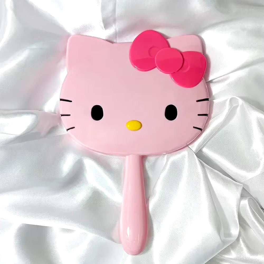 Cartoon  Hello Kitty Handheld Makeup Mirror Kawaii Kt Cat Handle Make up Mirrors Girl Birthday Gift