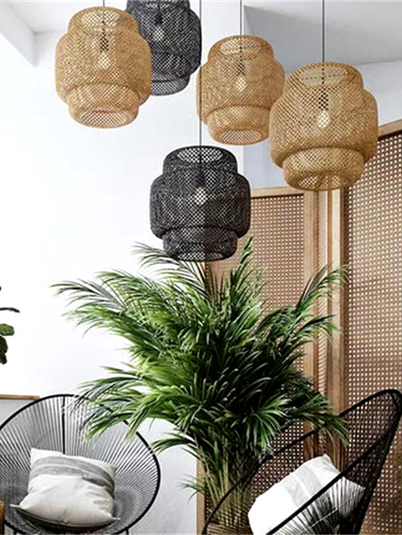 Modern Bamboo Hand Woven Bamboo Art Chandelier Dining Rroom Bamboo Lantern Chandelier Bedroom Dining Room Lamp