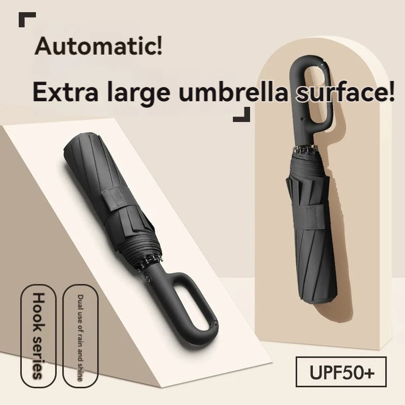 Ring Buckle Design 20 Rib Fully Automatic Umbrella for Men Folding Extra Large Strong Strong WOMEN'S Sunshade Double Umbrella