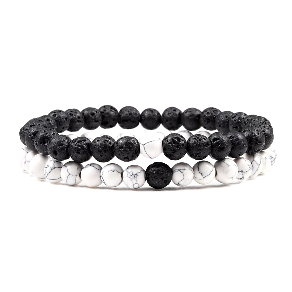 Hot 2Pcs/Set 7 Style Couples Distance Bracelet Classic Natural Stone White and Black Yin Yang Yoga Beaded Bracelet for Men Women