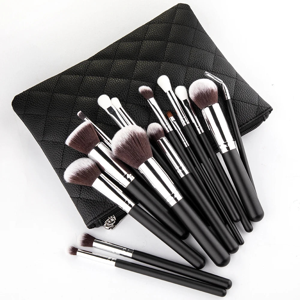 10/15Pcs Professional Make-Up Brushes Set Makeup Power Brush Make up Beauty Tools Soft Synthetic Hair with Leather Case