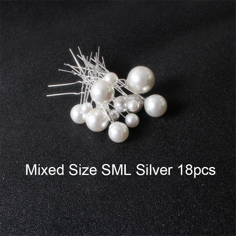 Women U-Shaped Pin Metal Barrette Clip Hairpins Simulated Pearl Bridal Tiara Hair Accessories Wedding Hairstyle Design Tools