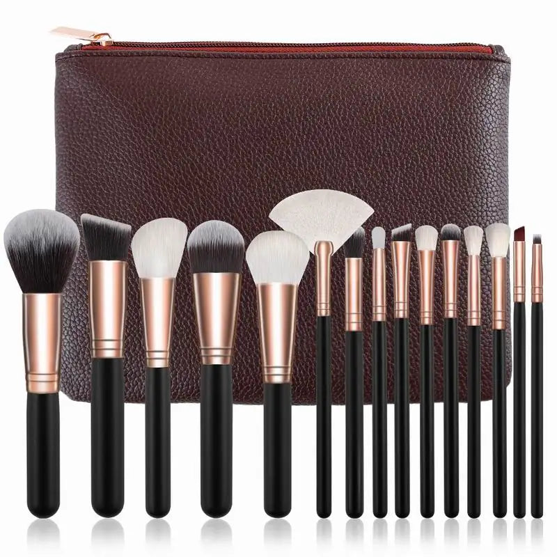 10/15Pcs Professional Make-Up Brushes Set Makeup Power Brush Make up Beauty Tools Soft Synthetic Hair with Leather Case