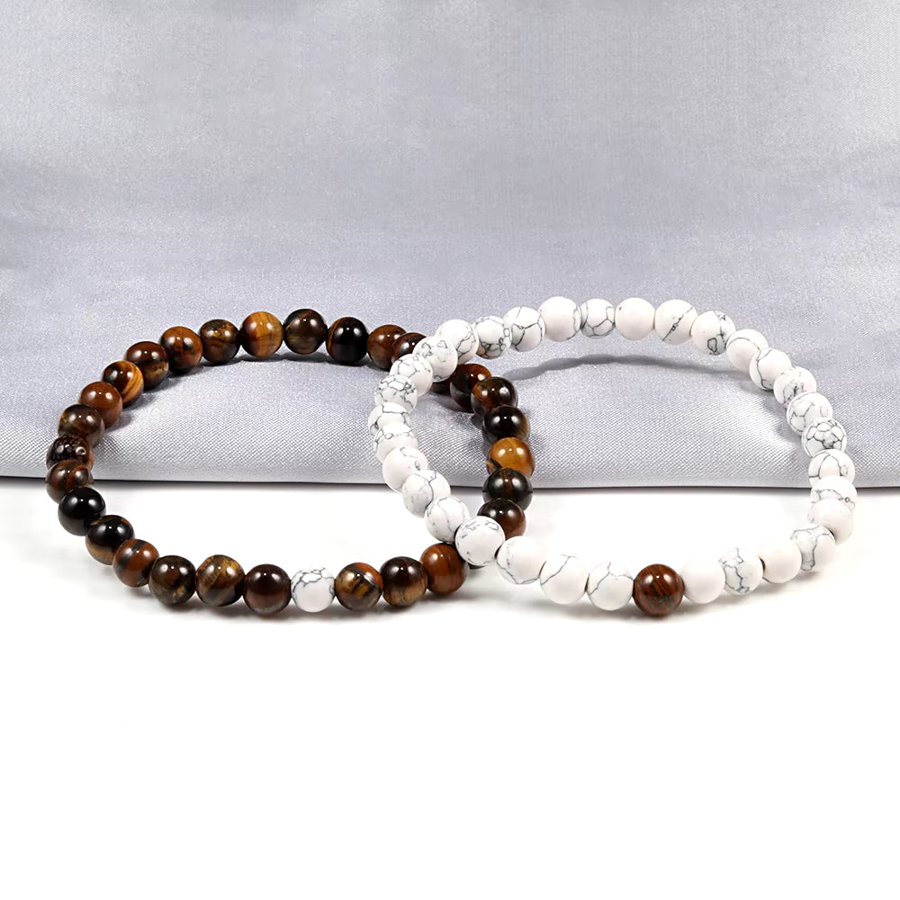 Hot 2Pcs/Set 7 Style Couples Distance Bracelet Classic Natural Stone White and Black Yin Yang Yoga Beaded Bracelet for Men Women