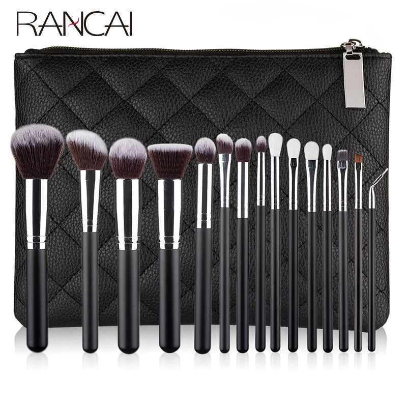 10/15Pcs Professional Make-Up Brushes Set Makeup Power Brush Make up Beauty Tools Soft Synthetic Hair with Leather Case