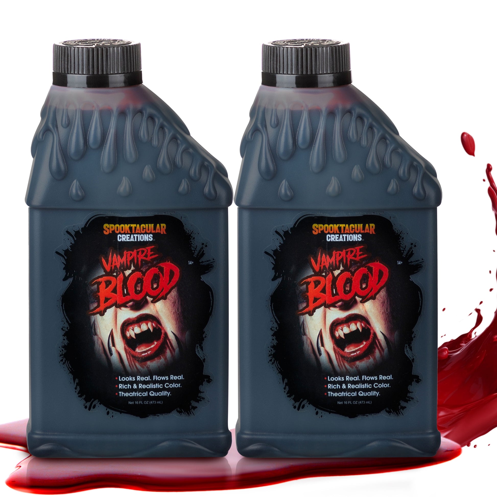 2 Pcs 16 Oz Halloween Fake Blood,Vampire Blood Makeup Bottle,Halloween Blood Zombie Makeup,Vampire Makeup Kit for Adults,Halloween Costume Vampire Accessories