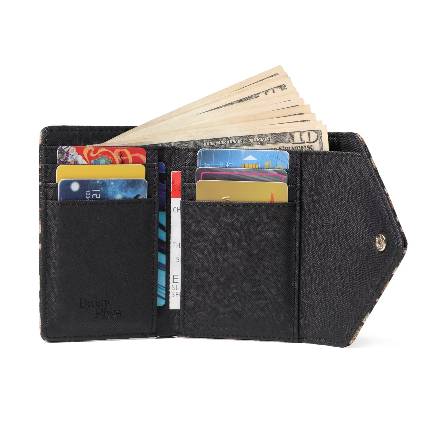 Trifold RFID Blocking Wallet - PU Vegan Leather Multi Card Holder Organizer Small - CREAM SNAKE