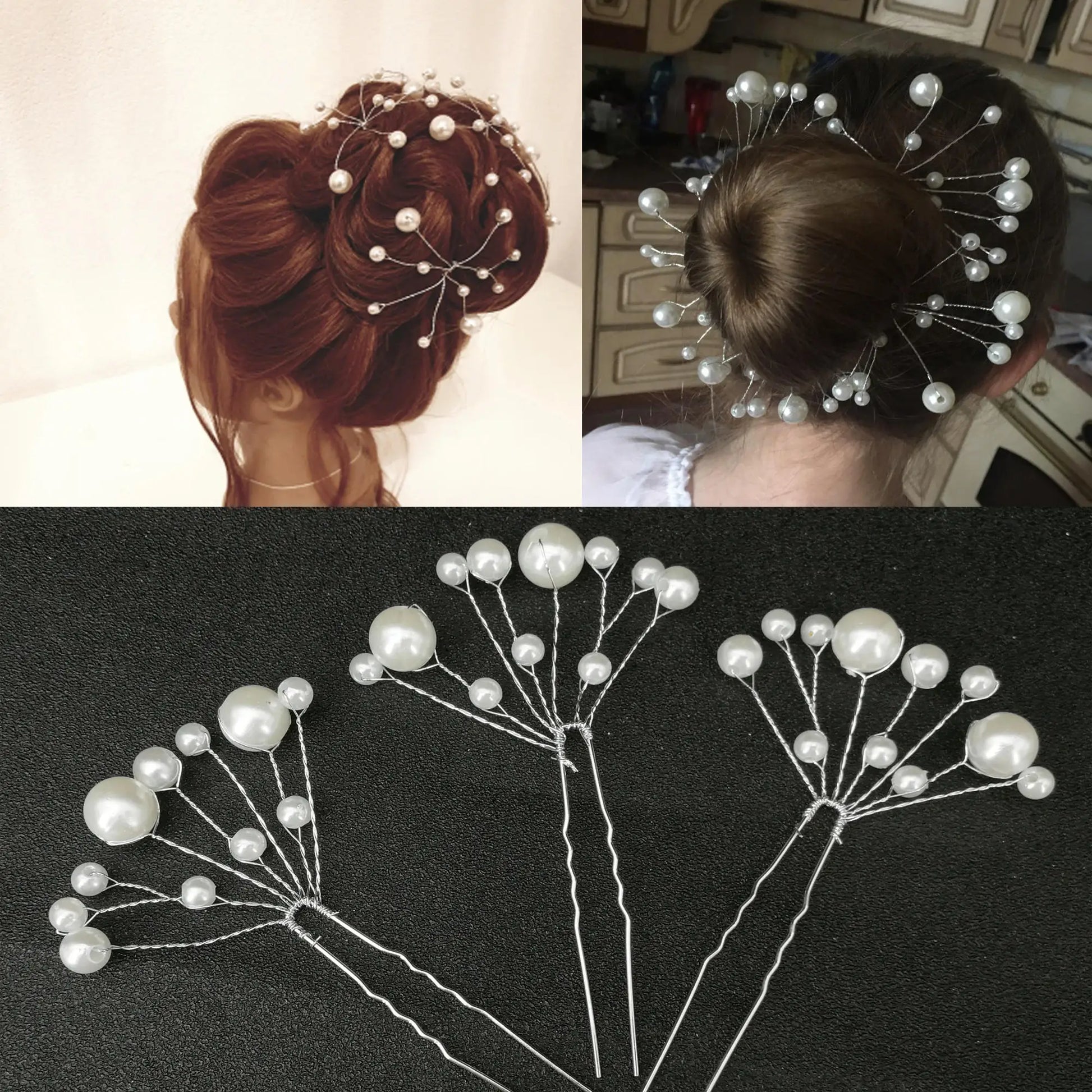 Women U-Shaped Pin Metal Barrette Clip Hairpins Simulated Pearl Bridal Tiara Hair Accessories Wedding Hairstyle Design Tools