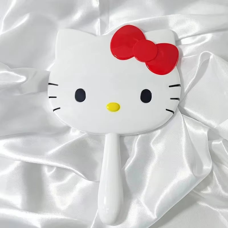 Cartoon  Hello Kitty Handheld Makeup Mirror Kawaii Kt Cat Handle Make up Mirrors Girl Birthday Gift