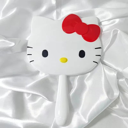 Cartoon  Hello Kitty Handheld Makeup Mirror Kawaii Kt Cat Handle Make up Mirrors Girl Birthday Gift