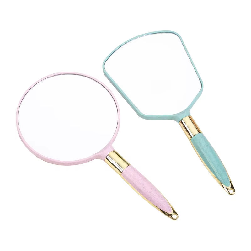 High Definition Handle Make-Up Mirror Hand Held Beauty Dressing Portable European Retro Mirror