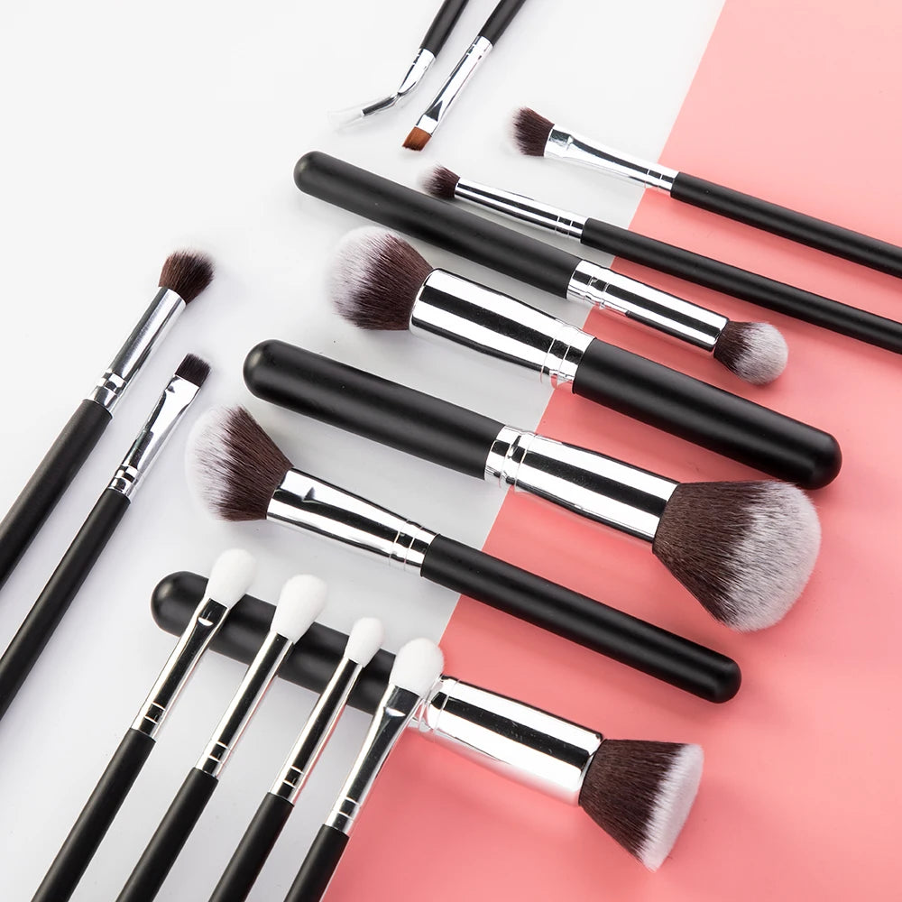 10/15Pcs Professional Make-Up Brushes Set Makeup Power Brush Make up Beauty Tools Soft Synthetic Hair with Leather Case