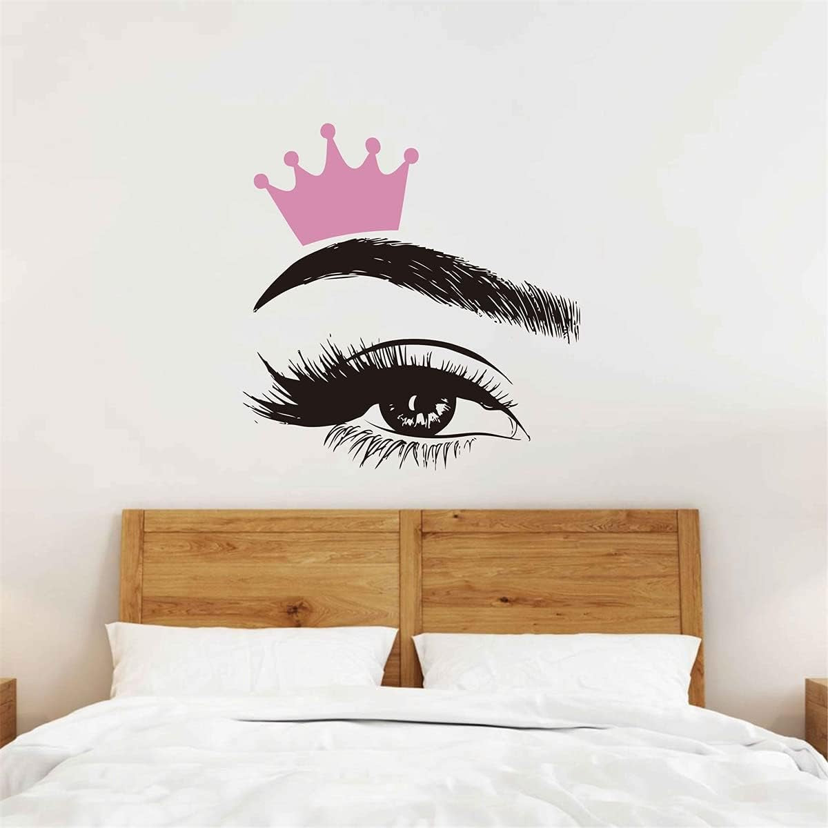 Beauty Salon Quote Wall Decal Stickers Make up Store Home Decoration Murals LC1360 (Pink Crown+Black Eye)