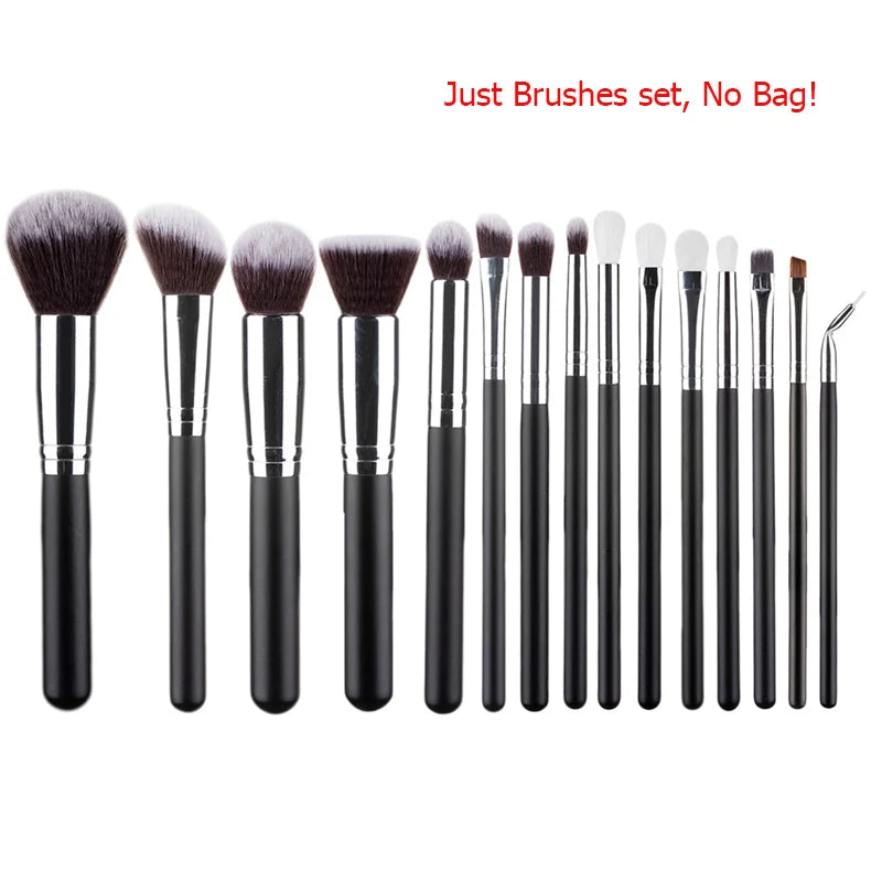 10/15Pcs Professional Make-Up Brushes Set Makeup Power Brush Make up Beauty Tools Soft Synthetic Hair with Leather Case