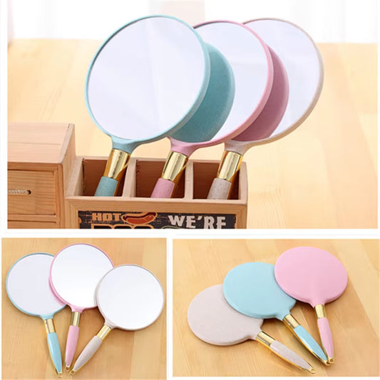 High Definition Handle Make-Up Mirror Hand Held Beauty Dressing Portable European Retro Mirror