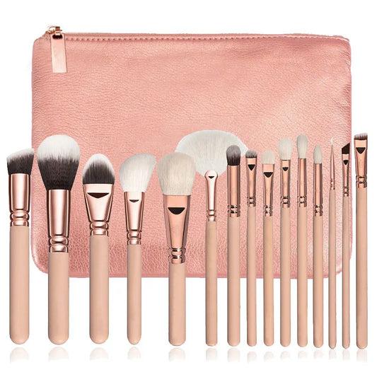 10/15Pcs Professional Make-Up Brushes Set Makeup Power Brush Make up Beauty Tools Soft Synthetic Hair with Leather Case