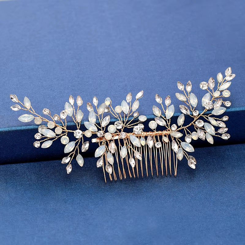 Silver Color Pearl Crystal Wedding Hair Combs Hair Accessories for Bridal Flower Headpiece Women Bride Hair Ornaments Jewelry