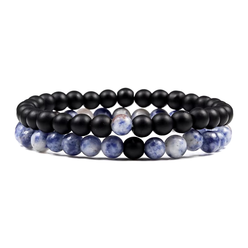 Hot 2Pcs/Set 7 Style Couples Distance Bracelet Classic Natural Stone White and Black Yin Yang Yoga Beaded Bracelet for Men Women